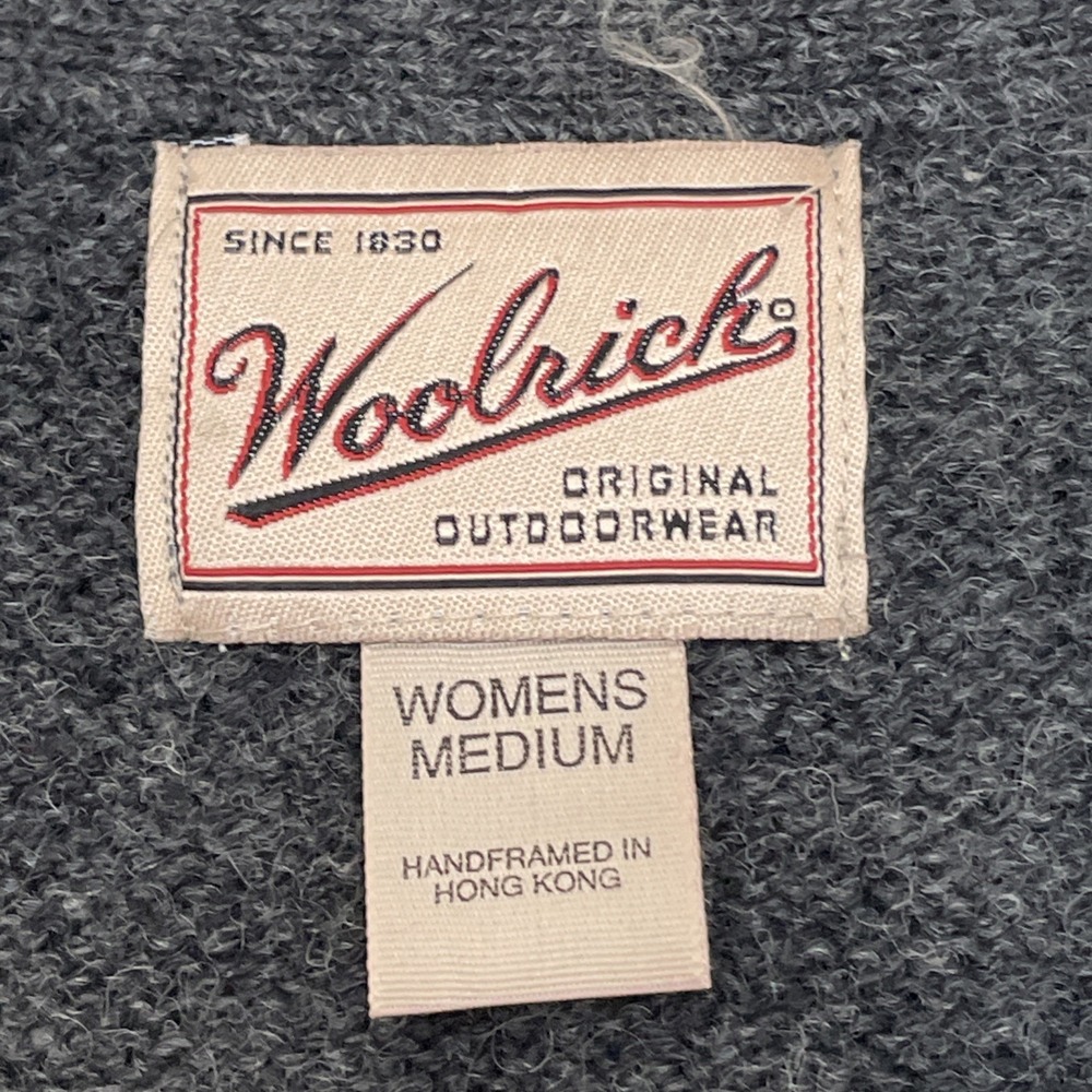 VTG Woolrich Sweater Vest Womens M Charcoal Wool Knit Button Embroider Grannycor - Picture 5 of 11